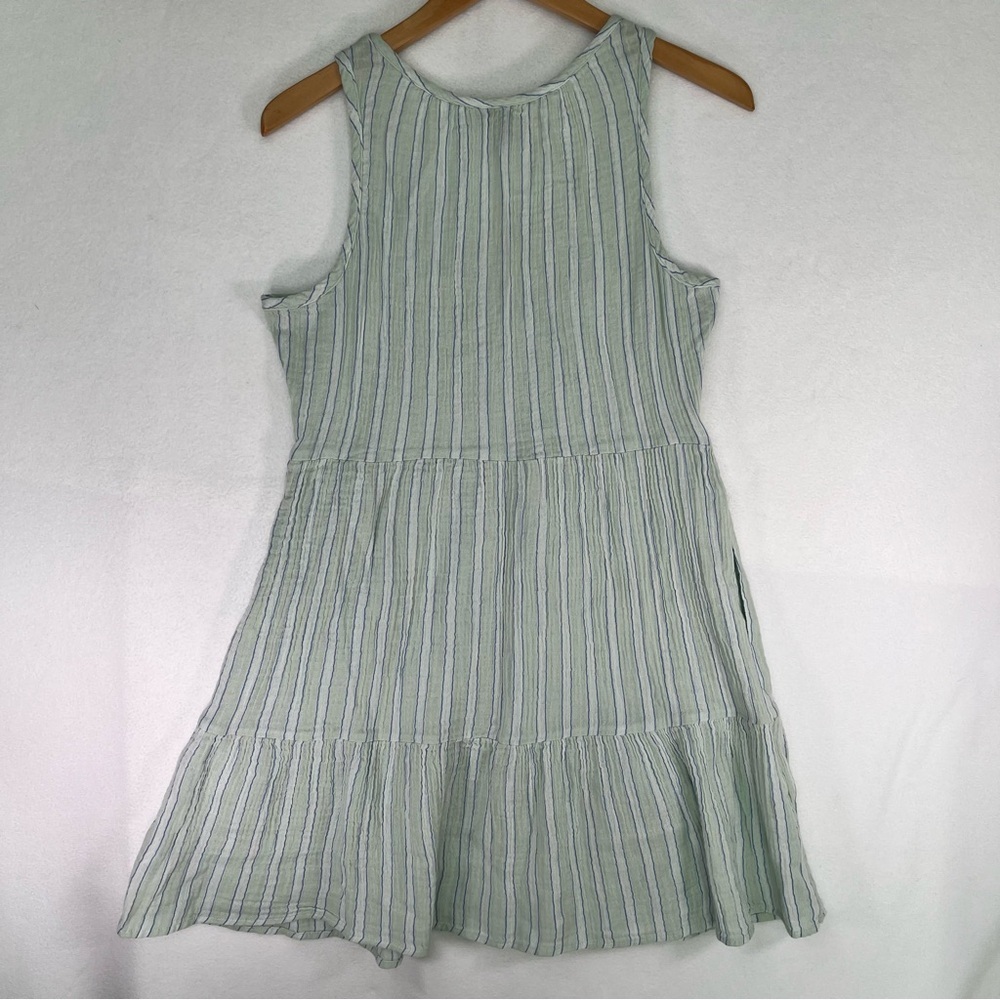 Universal Thread Light Green Striped Sleeveless Tiered Dress Boho Coastal Size S - Picture 2 of 13